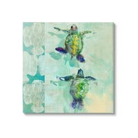 Stupell zelene kornjače plivanje apstraktni oblici krajobrazne galerije omotana platno print zidna umjetnost