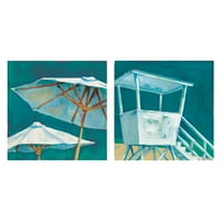 Plaža kišobran i toranj na plaži od Willowbrook likovne umjetnosti zamotano platno slikati set od 2