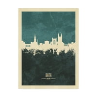 Zaštitni znak likovne umjetnosti 'Bath England Skyline Cityscape Teal' Canvas Art by Michael Tompsett