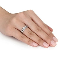 Set vjenčanih prstenova od srebra s dijamantom br.