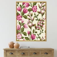 Ružičasti vintage cvijeće uokvireno slikarstvom platno umjetnički tisak
