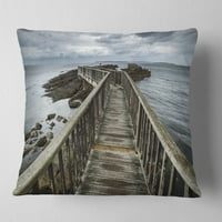 Drveni pristanište DesignArt na obali Sjeverne irske - jastuk za bacanje morskog mosta - 18x18