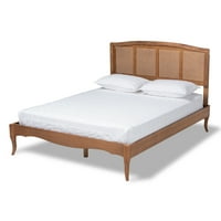 Vintage krevet na platformi u francuskom stilu s jasenom, Vanutom i sintetičkim ratanom u veličini M-M-M