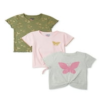 Majice s printom i grafikom za djevojčice, 3 pakiranja, veličine 4-12