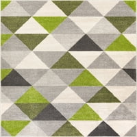 Dobro tkani mistični Alvin iz sredine stoljeća u modernoj geometrijskoj zelenoj boji 5'3 7'3 prostirka za prostor