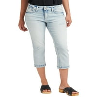 Silver Jeans Co. Ženski Elyse Mid Rise Capri, veličine struka 24-36