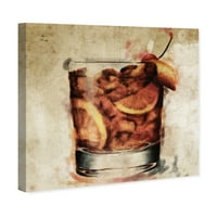 Wynwood Studio Pijeva i alkoholna pića Zidna umjetnička platna Print 'Dobro piće dobro vrijeme' Liker - smeđa, bijela