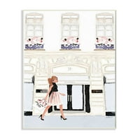 Stupell Industries Fashion Building Woman Shopper Glam Akvarel Dizajn Zidna ploča Amanda Greenwood