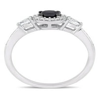 Carat T.W. Crno -bijeli dijamant i karat T.G.W. Bijeli safir 10kt bijeli zlatni halo zaručnički prsten