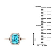 Imperijalni dragulj 10K ružičasto zlato smaragdni izrezani švicarski plavi topaz ct tw dijamant Halo ženski prsten