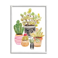 Studell uzorka lonaca Kaktus Garden Botanički i cvjetna slika bijela uokvirena umjetnička print zidna umjetnost