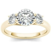 Zaručnički prsten od žutog zlata od 14 karata s dijamantom i tri kamena