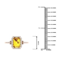 Imperijalni dragulj 10k ružičasto zlato smaragdni rezani citrin ct tw dijamant Halo Ženski prsten