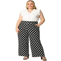Jedinstvene ponude ženske plus veličine polka točkice palazzo ženske hlače široke ležaljke za noge