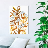 Wynwood Studio cvjetni i botanički zidni umjetnički platno print 'Raste na oker' cvjetnici - narančasta, bijela