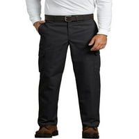 Muške teretne hlače širokog kroja s ravnim prednjim dijelom od prave kože i za velike muškarce