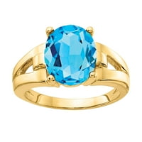 Primalno zlato karat žuto zlato 11x ovalno plavi topaz prsten