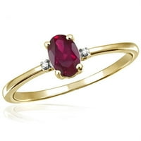 Jewelersclub ruby ​​prsten za rođenje nakita - 0. Karat ruby ​​14k zlatni nakit od srebrnog prstena s bijelim dijamantnim