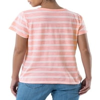 Time i TRU ženske prugaste majice za vrat kratkih rukava s kratkim rukavima, 2-pack