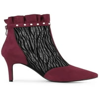 Jedinstvene ponude ženske mrežice stiletto visoke potpetice čizme ruffle gležnjače