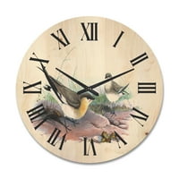 DesignArt 'Drevna ptičja ilustracija II' Farmhouse Wood Wall sat