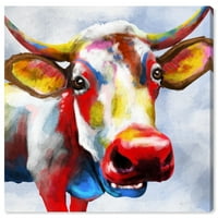 Wynwood Studio životinje zidne umjetničke platnene platnene otiske 'Boja škljocanje goveda' Životinje - crvena,