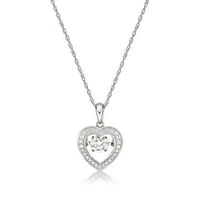 J Hart stvara privjesak za plesno srce od srebra s imitacijom bijelog dijamanta na lancu od 18 inča