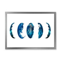 DesignArt 'Blue Moon različite faze' Boemijski i eklektični uokvireni umjetnički tisak