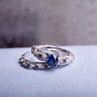 Miabella Women's 1- CT stvoren safir i CT dijamantni vjenčani prsten postavljen u 10kt bijelom zlatu