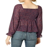 Jedinstveni prijedlozi Ženska bluza s četvrtastim vratom s lepršavim cvjetnim rukavima