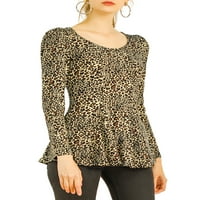 Jedinstveni prijedlozi ženska rastezljiva košulja s peplumom, bluze s leopard printom, vrhovi