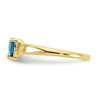 Primalno zlato karatno žuto zlato geniune plavi topaz rodni prsten