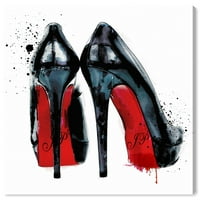 Wynwood Studio Canvas Red Pumps Fashion and Glam Shoes Wall Art Canvas Print Black 20x20