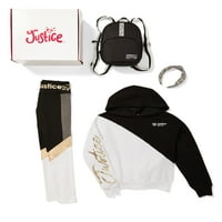 Justice Girls Holiday Poklon Bo 4-komad odjeće s kapuljačom, gamašama, ruksakom i trakom za glavu, veličine 5-18