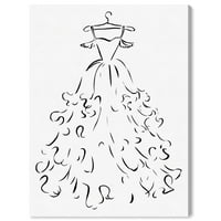 Avenue Avenue Fashion i Glam Wall Art Canvas Otisci 'Fluffy Feather haljina' haljina - crna, bijela