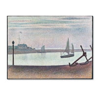 Zaštitni znak likovna umjetnost 'Kanal u Graveline večeri' platno Art by Georges Seurat
