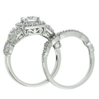 Sjaj je Sterling Silver simuliran bijeli dijamantni zaručnički zaručnički prsten
