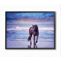Divlji konj na plaži šareni plavi Zalazak sunca uokviren zidnom umjetnošću iz menija, 11 14