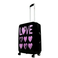 Ljubav 21in tvrdo stranu kovčeg kovčega, ružičasti otisak na crnoj pozadini
