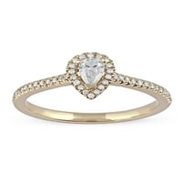 10-karatni Halo prsten od žutog zlata s dijamantom u obliku kruške od 13 karata
