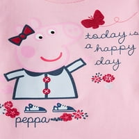 Peppa Pig Graphic Twichirt, tinejdžer i tiskana nogu, 3-komad set odjeće