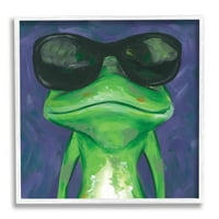 Stupell Industries žaba Noseći sunčane naočale Slikanje životinja i insekata Slikanje bijelog uokvirenog umjetničkog
