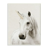 Stupell Industries Unicorn Portret Bijela fantazijska slika životinja zidna ploča Ziwei Li