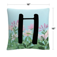 Ružičasta cvjetna vrtna slova ilustracija h by abc ukrasni jastuk za bacanje
