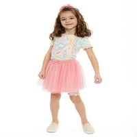 PowerPuff Girls Toddler Girl Top, kratke hlače, suknja i kosa Screny set, 4-komad, veličine 18m-2T