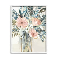 Stupell Industries Beautiful Plavo ružičasti cvjetni buket Slikanje nježnih cvjetova 20, dizajn Nina Blue