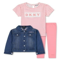 Baby & Toddler Girl Denim Jean jakna, majica i gamaša, set odjeće