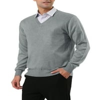 Jedinstvene ponude muške čvrste boje pletena dugih rukava v džemper pulovera za vrat
