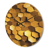 DesignArt 'Zlatni saće teksture zid' Moderni drveni zidni sat