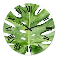 DesignArt 'Green Monstera Leaf Tropska palmina botanički detalj' Tropski zidni sat